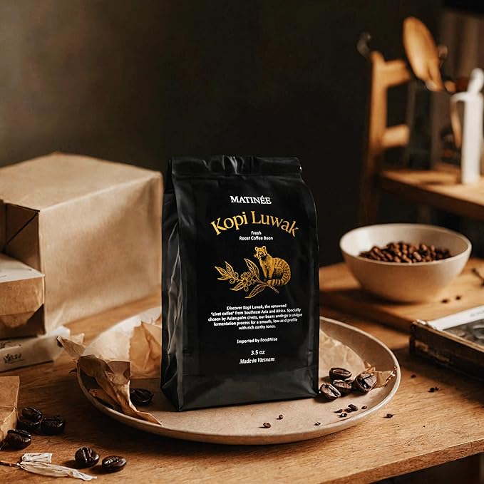 MATINÉE Wild Kopi Luwak Coffee Beans, Medium Roast, Whole Bean Beans, Civet Coffee - Sustainably