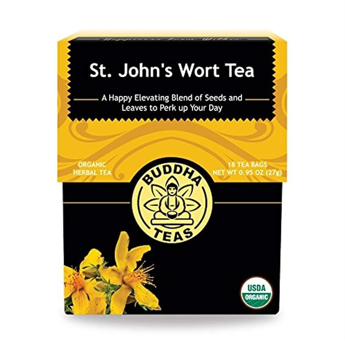 Buddha Teas Organic St. John's Wort Tea - Kosher, Caffeine-Free, GMO-Free - 18 Bleach-Free Tea Bags