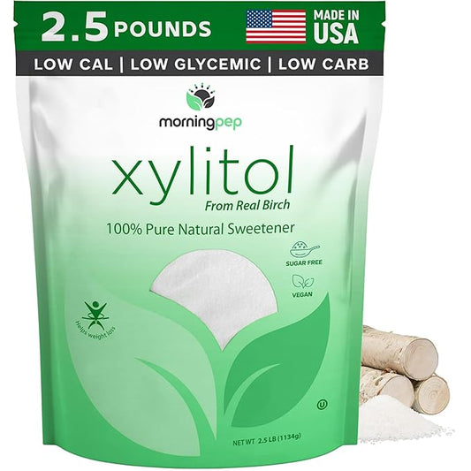 Morning Pep Pure Birch Xylitol (Keto Diet Friendly) Sweetener with no aftertaste 2.5 LBs (Not From