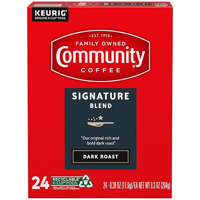 Community Coffee Signature Blend 96 Count Coffee Pods, Dark Roast, Compatible with Keurig 2.0 K-cup