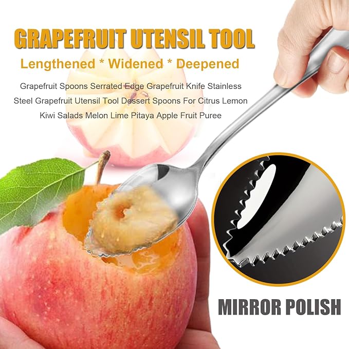 Grapefruit Spoons Serrated Edge Stainless Steel Grapefruit Utensil Tool Dessert Fruit Spoons for