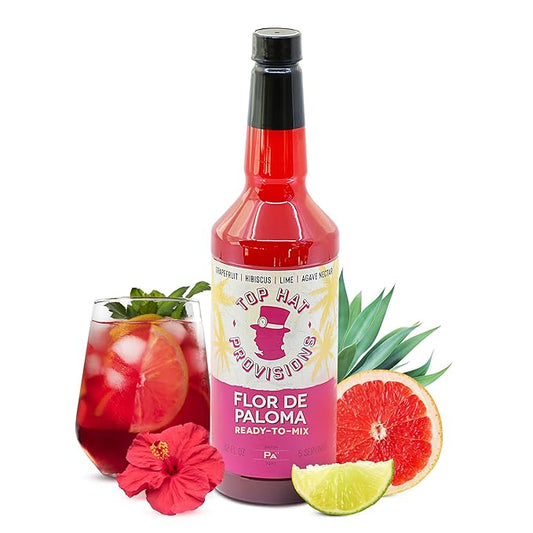 Top Hat Hibiscus Paloma Mix - Craft Grapefruit Hibiscus Cocktail Mixer - Handcrafted with Organic
