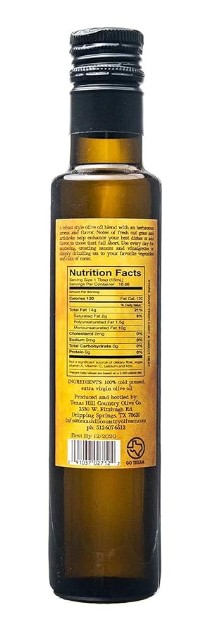 Texas Hill Country Olive Co Miller's Blend Extra Virgin Olive Oil - Cold Pressed EVOO Gourmet Olive