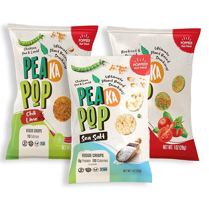 PeaKaPop Veggie Chips ??Plant-Based, Healthy Veggie Crisps with Pea, Lentil & Chickpea Protein