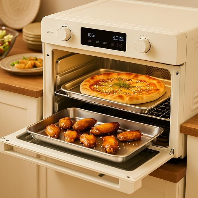 6 Pcs Baking Sheet Pan Set 9 x 6.7 x 1 inches Cookie Sheet Small Toaster Oven Pans Stainless Steel