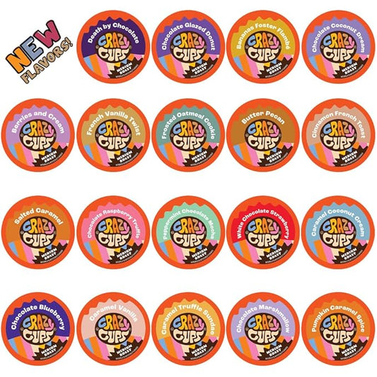 Crazy Cups Flavored Coffee in Single Serve Coffee Pods - Flavor Coffee Variety Pack for Keurig K