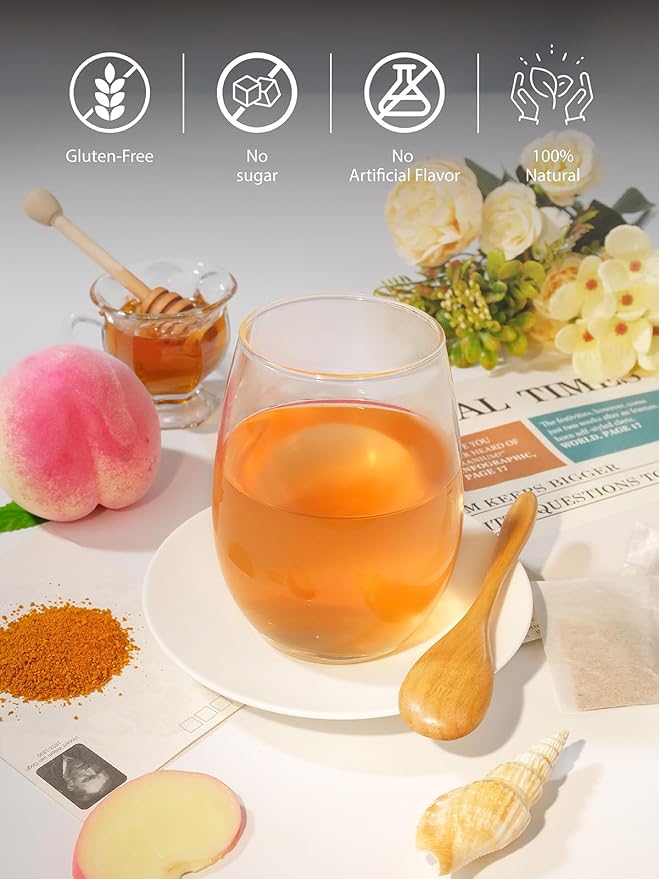 TeeLux Ginger Peach Turmeric Tea Bags, Warm Ginger with Tart Hibiscus & Soothing Chamomile, Tart &
