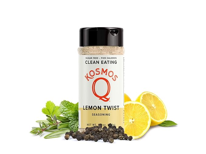Kosmos Q Lemon Twist Seasoning, Zesty Lemon Pepper Spice Mix for Chicken, Fish, Veggies & More