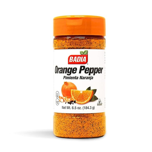 Badia Orange Pepper Seasoning, 6.5 oz - Pepper, Garlic & Onion, Zesty Citrus Blend for Chicken