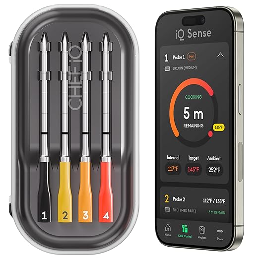 CHEF iQ Sense [2025 Model] | Smart Wireless Meat Thermometer | 4 Ultra-Thin Probes | WiFi Unlimited