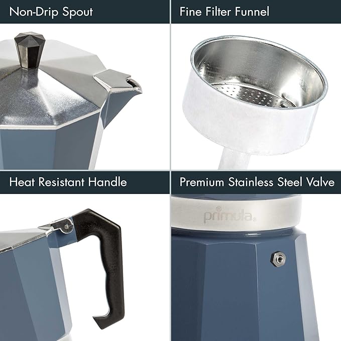 Primula Classic Stovetop Espresso and Coffee Maker, Moka Pot for Italian and Cuban Café Brewing