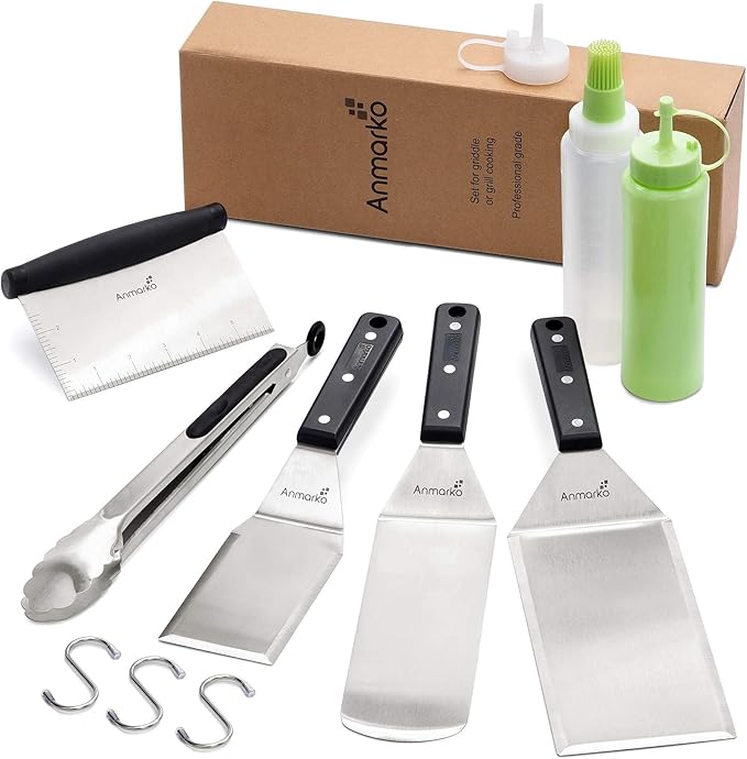 Metal Spatula Set - Griddle Accessories kit - Grill Flat Spatula Pancake Flipper Hamburger Turner