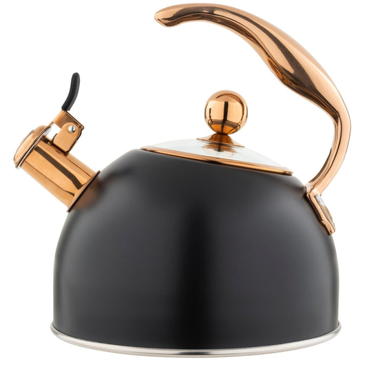 Viking 3-Ply Stainless Steel Tea Kettle, 2.6 Quart Stovetop Hot Water Pot with Tempered Glass Lid