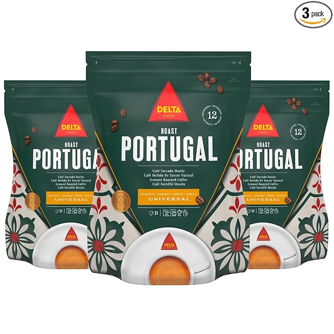 Delta Cafés Portugal Ground Coffee, Smooth and Delicious Medium Roast Coffee, Espresso Machine