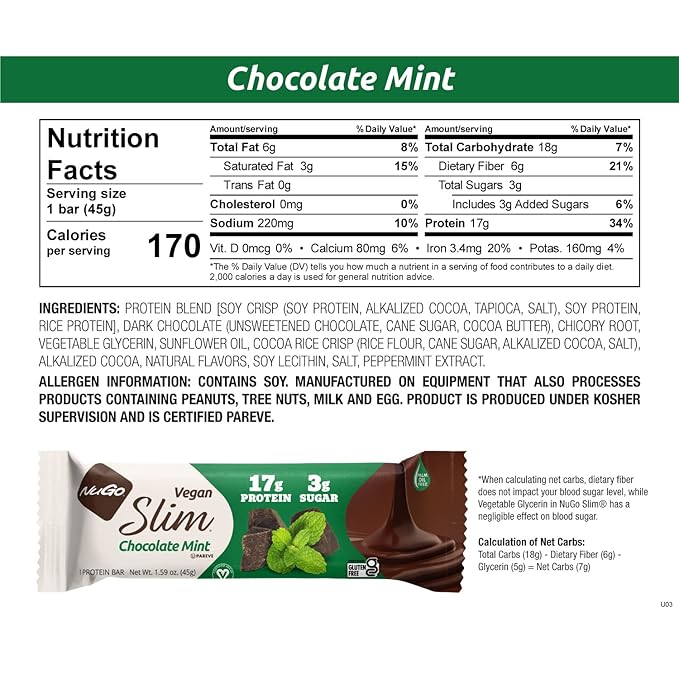 NuGo Slim 12ct Variety 16-17g Protein, 3g Sugar, High Fiber, Low Net Carbs, Gluten Free,12 Count