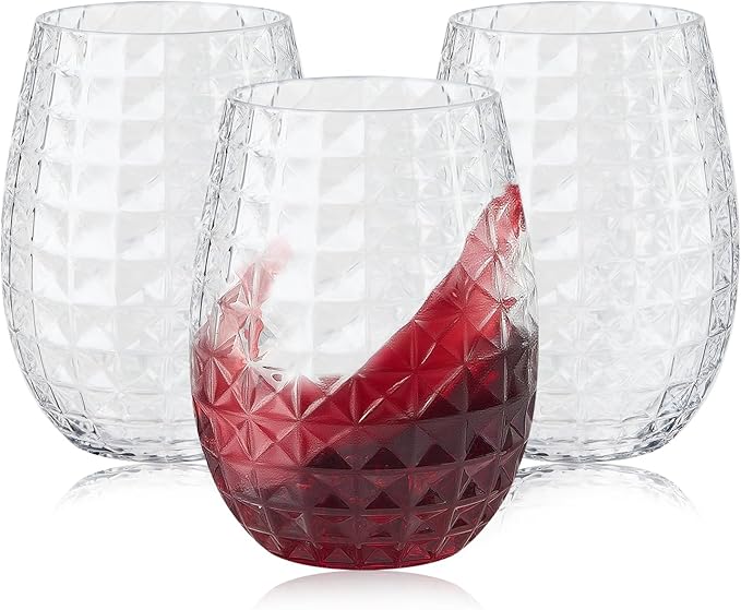 20 Pack Plastic Wine Glasses, 16Oz Disposable Wine Glasses Unbreakable Clear Plastic Cocktail