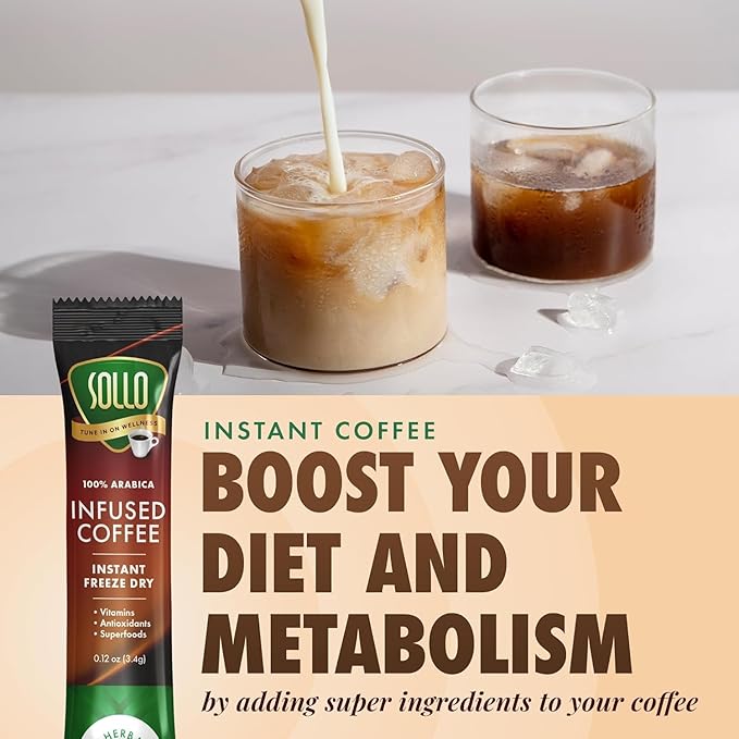 SOLLO Slim Infused Instant Coffee sticks (24 Servings) Weight Loss Healthy Body Support, Medium