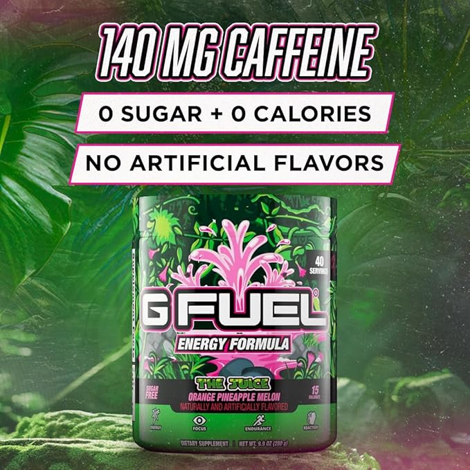 G Fuel The Juice Energy Drink Powder, Pre Workout Caffeine Mix for Gaming, Sugar Free Focus Amino