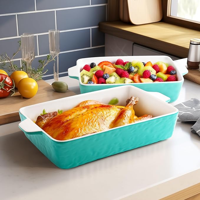 Casserole Dishes for Oven, Ceramic Baking Dishes, Lasagna Pan with Handles, Porcelain Baking Pan