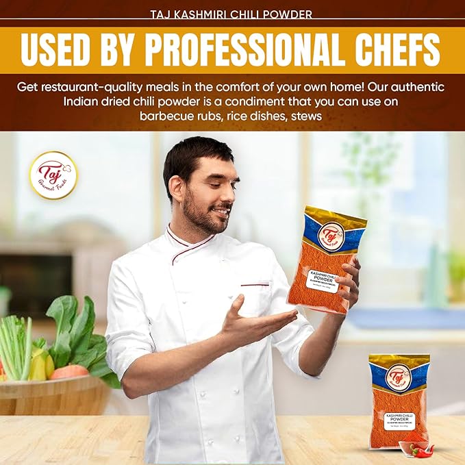TAJ Kashmiri Chilli Powder | 14oz | Low Heat | Deggi Mirch - Salt Free All Natural