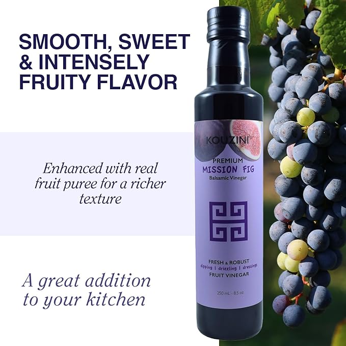 Kouzini Ultra Premium Mission Fig Fruit Balsamic Vinegar, Aged Balsamic Vinegars from Modena