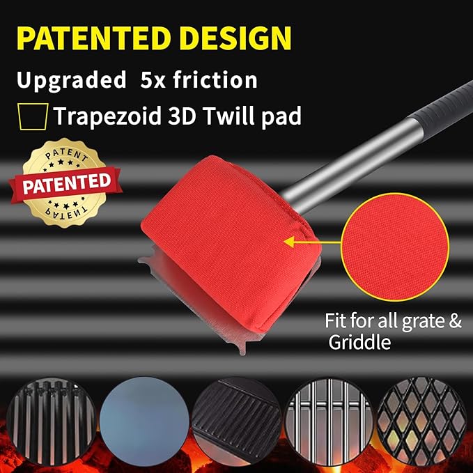 Grill Brush Bristle Free,BBQ Replaceable Scraper Cleaning Head,Safe Grill Accessories for Cast Iron
