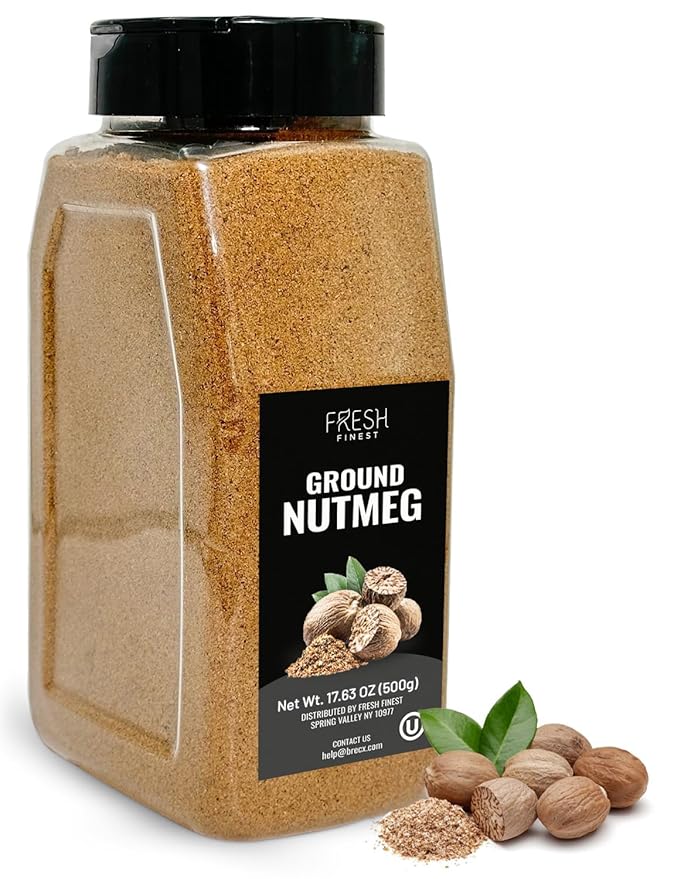 Fresh Finest Ground Nutmeg Powder, Best for Sweet & Savory Recipes, Premium Spice for Cooking and