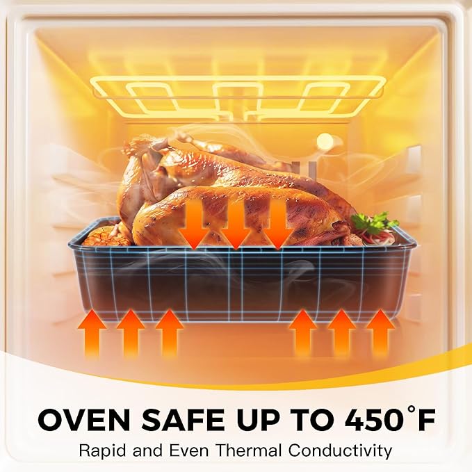 HONGBAKE Lasagna Pan 3 Inch Deep, 15x10" Baking Pan for Oven, Nonstick Cake Baking Dish for