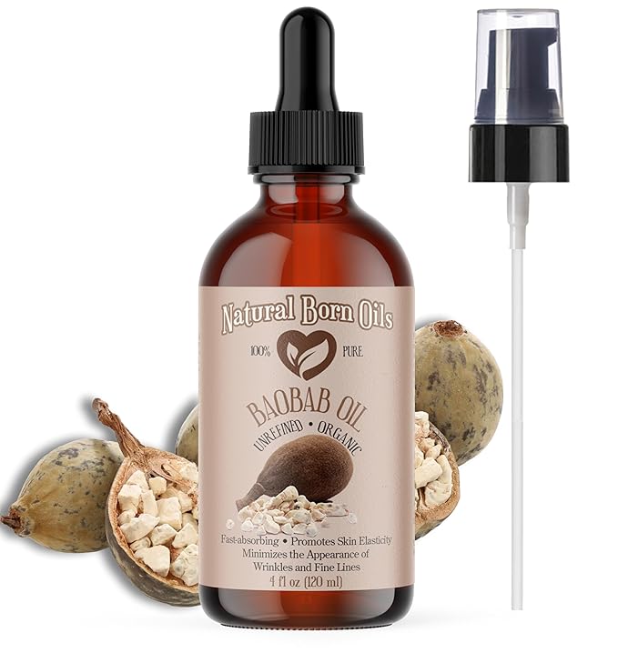 Natural Born Oils 4oz Baobab Oil, 100% Pure and Natural, Organic, Cold-pressed, Unrefined