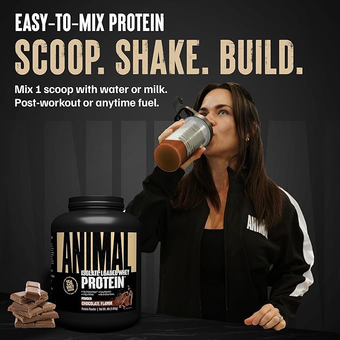 Animal Whey Isolate Protein Powder - Loaded for Pre & Post Workout Muscle Builder and Recovery with
