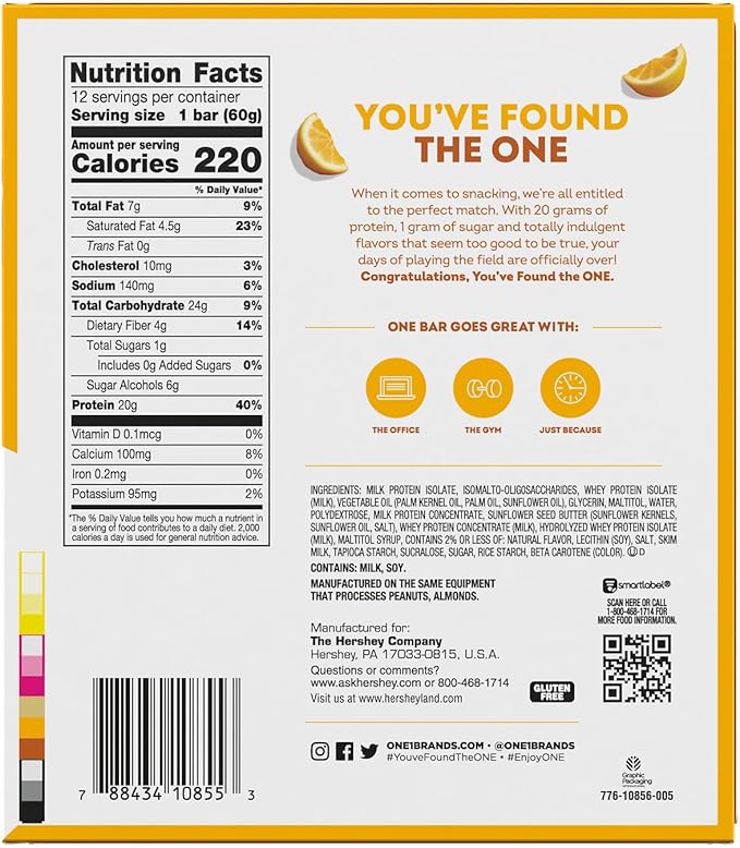 ONE Protein Bars, Lemon Cake, Gluten Free with 20g Protein and 1g Sugar, Pantry Staples, 2.12 oz