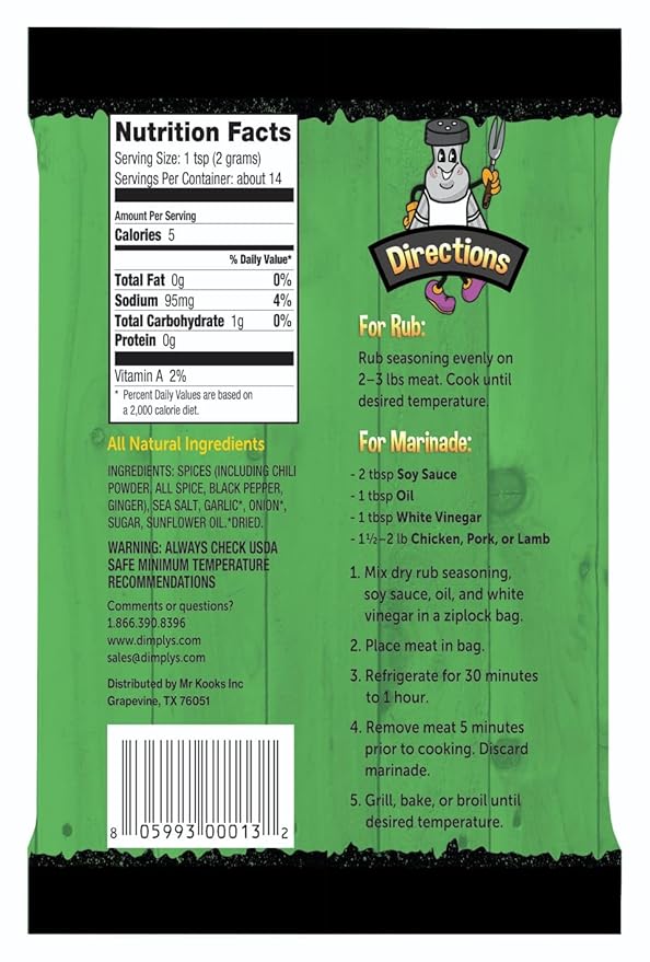 Dimply's Jamaican Jerk Seasoning Mix – Dry Rub and Marinade for Chicken, Meat, Vegetables, Tofu