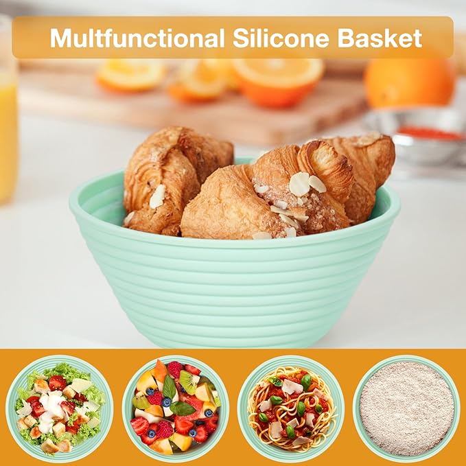 Silicone Banneton, Sourdough Bread Baskets (Set of 6, 5 Inch), Round Proofing Bread Bowls with