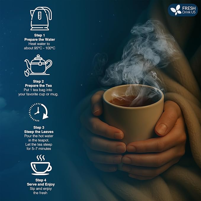 FreshDrinkUS, Premium 55 Tea Bags Better Sleep Herbal Tea | Caffeine-Free Loose Leaf Blend with