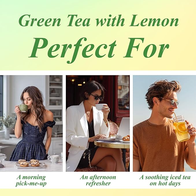 WT WEETEE Green Tea with Lemon, 100 Count Lemon Green Tea Bags, Flavored Green Leaves with
