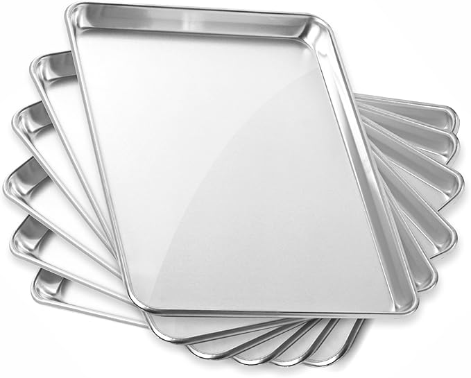 GRIDMANN 13" x 18" Commercial Grade Aluminum Cookie Sheet Baking Tray Jelly Roll Pan Half Sheet - 6