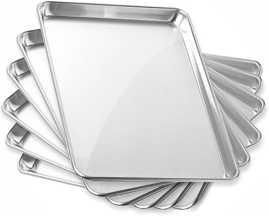 GRIDMANN 13" x 18" Commercial Grade Aluminum Cookie Sheet Baking Tray Jelly Roll Pan Half Sheet - 6