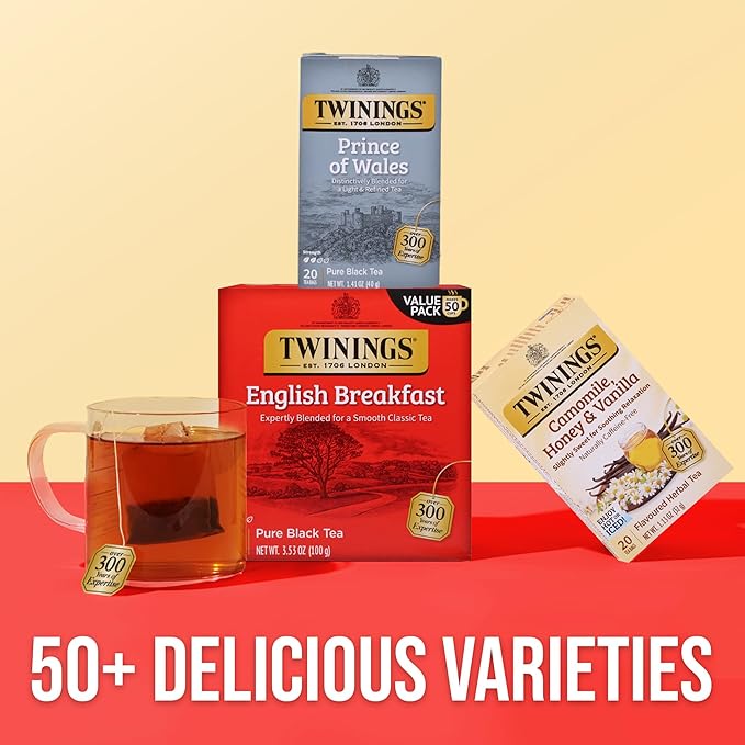 Twinings Prince of Wales Black Tea Individually Wrapped Bags, 20 Count (Pack of 6), Velvety Smooth