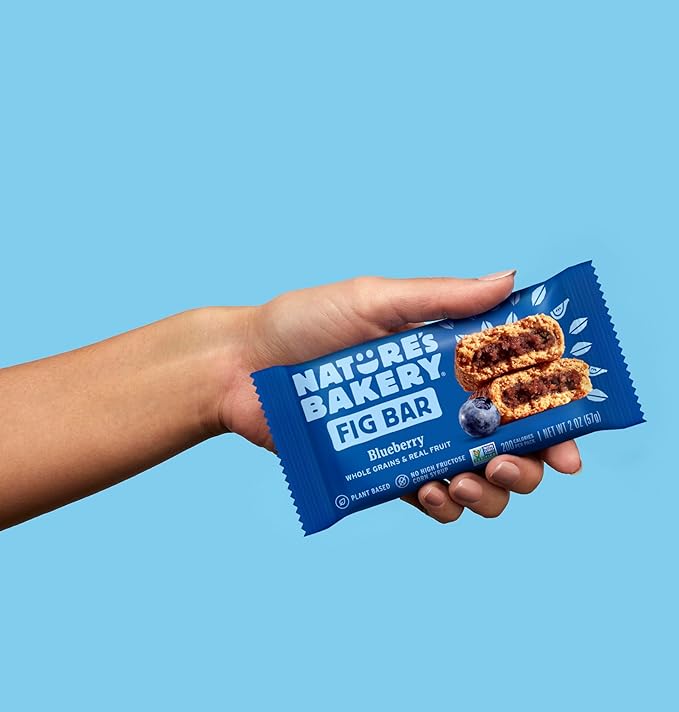Nature?™s Bakery Whole Wheat Fig Bars, Blueberry, Real Fruit, Vegan, Non-GMO, Snack bar, 7 boxes
