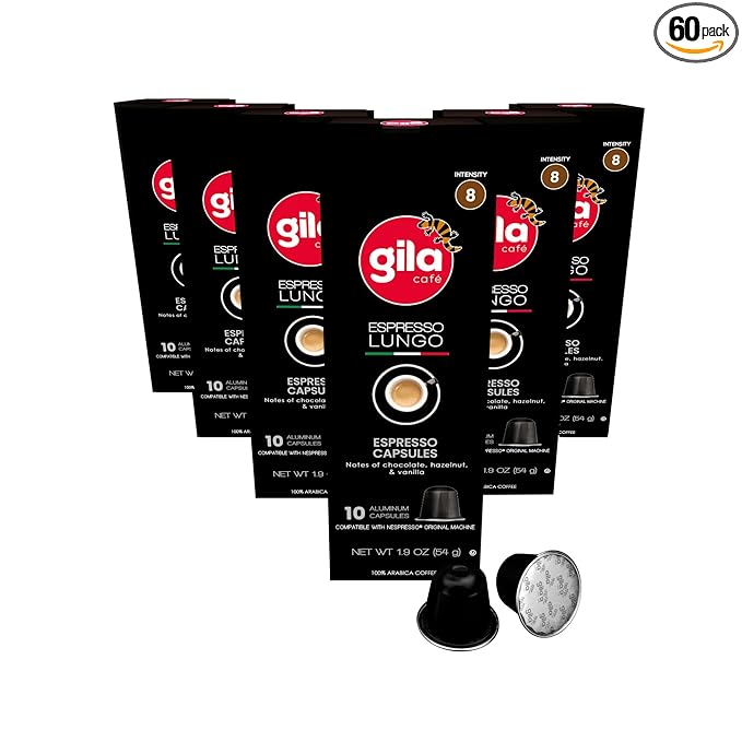 GILA Café Espresso Lungo Aluminum Coffee Capsules – Medium Roast Coffee Pods Compatible with