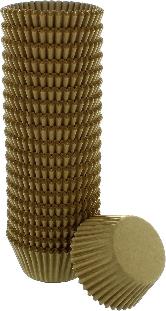 Bakery Crafts Natural Brown Baking Cups - 500-2" Cupcake Cases, Greaseproof Paper Liners for