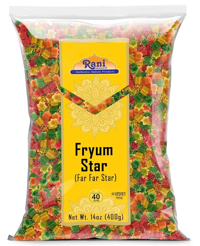 Rani Far Far/Fryums (Wheat & Tapioca Pellet) Star Shape 14oz (400g) ~ Vegan, Kosher, Uncooked, Used