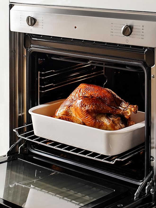 LE TAUCI Deep Casserole Dishes for Oven, 13.7???.6??Ceramic Baking Dish Set with Roasting Racks