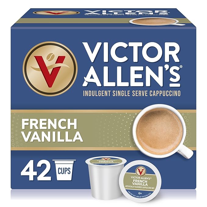 Victor Allen's Coffee French Vanilla Flavored Cappuccino Mix, 42 Count, Single Serve K-Cup Pods for