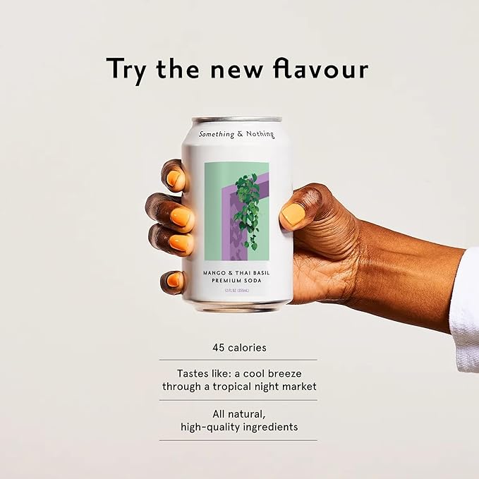 Something & Nothing Mango & Thai Basil Flavored Sparkling Water | Lightly Carbonated & Full of