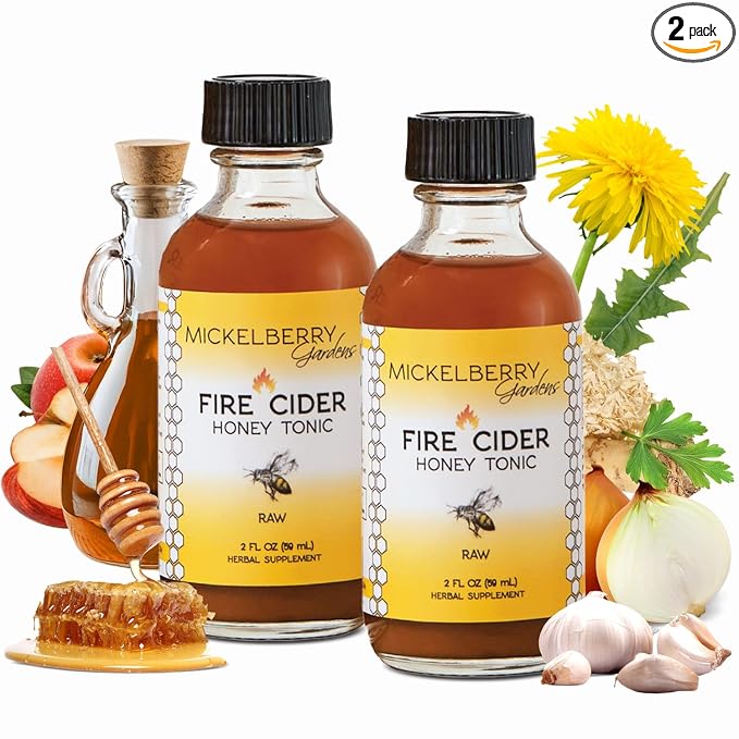 Fire Cider Apple Cider Vinegar Honey Tonic with Organic Turmeric Root, Ginger Root & Dandelion