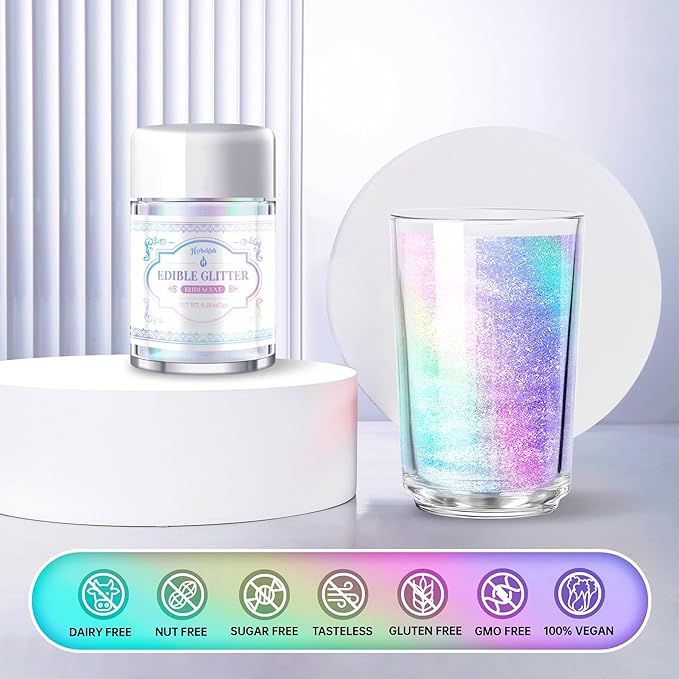 Iridescent Edible Glitter ??5g Rainbow Luster Dust Drink Glitter, Food Grade Shimmer Powder for