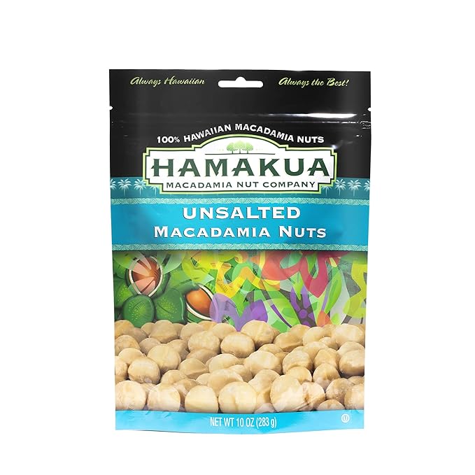 Hamakua Macadamia Nuts - Unsalted Hawaiian Grown Dry Roasted Half and Whole Macadamias without Salt