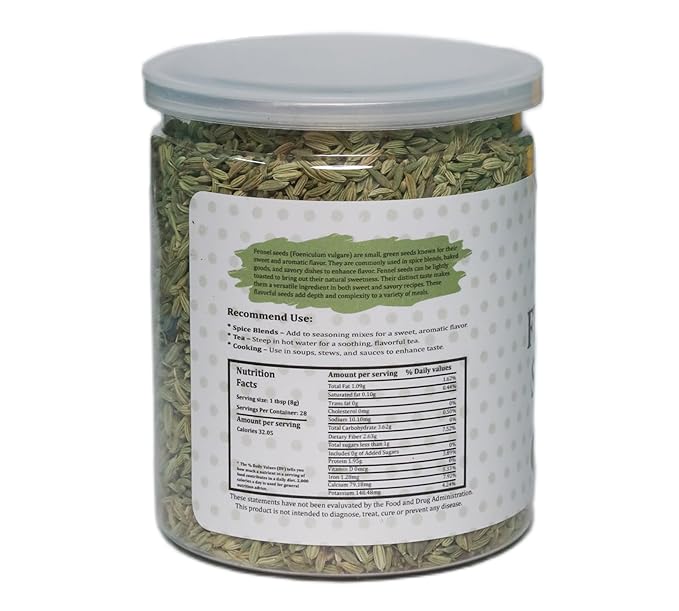 Fennel Seeds 8oz, 100% Pure & Natural Whole Fennel, Premium Quality Spice for Cooking & Tea, Fresh