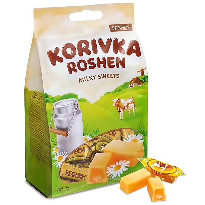 Roshen Korivka Milk Fudge Candy, 13.33oz (378g), Approx. 14 Pieces, Ukrainian Non-Glazed Dairy